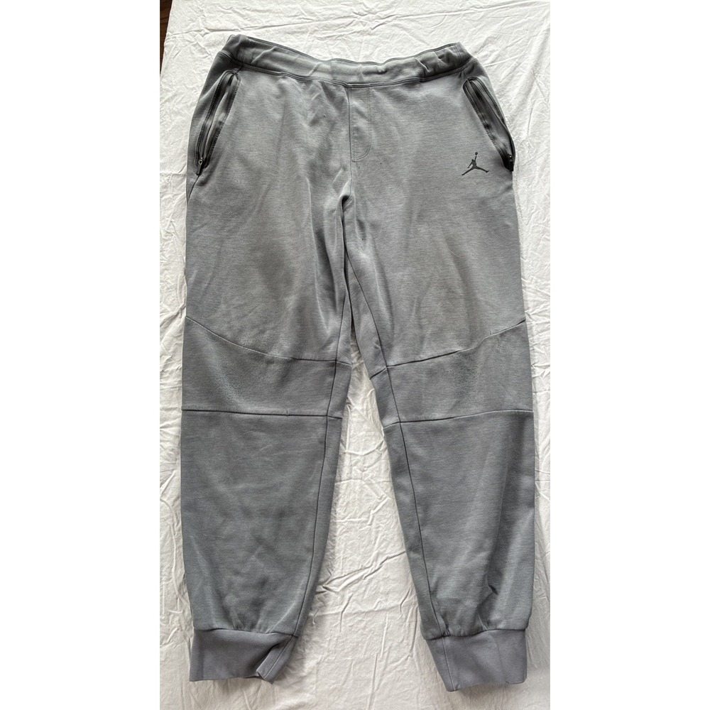 Jordan Tech Fleece Joggers Gray Men's Size XL Zipper Pockets Athletic